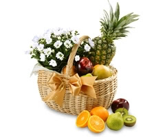 Mother's Day Classic Fresh Fruit & Flowers Gift Basket